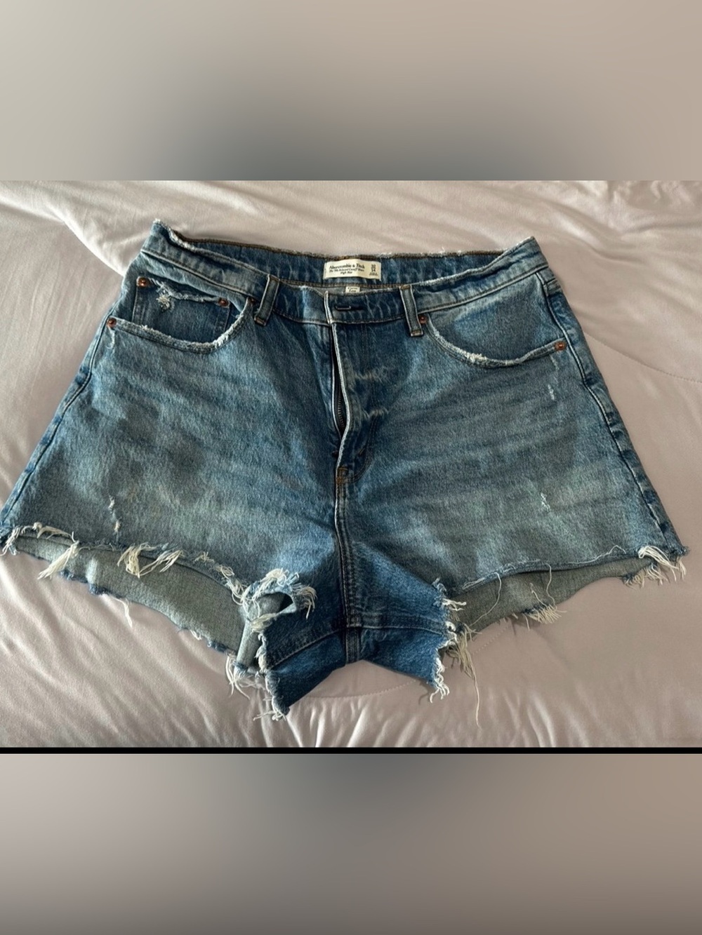 Abercrombie & Fitch Distressed Denim Shorts - Blue Wash